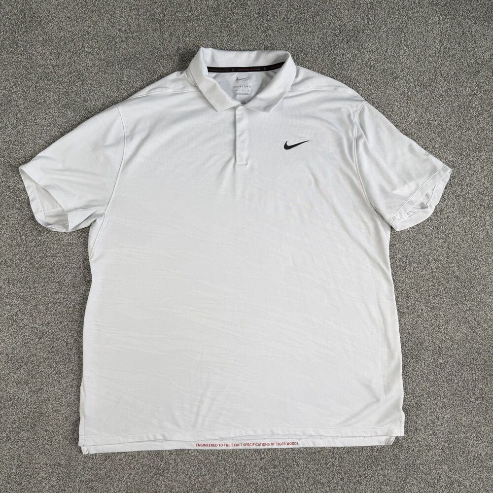 Nike Tiger Woods Dri Fit ADV Golf Polo Shirt Mens Performance White Size XL - Picture 2 of 14